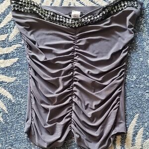 VENUS Gray Ruched Camisole with Sequin Detail